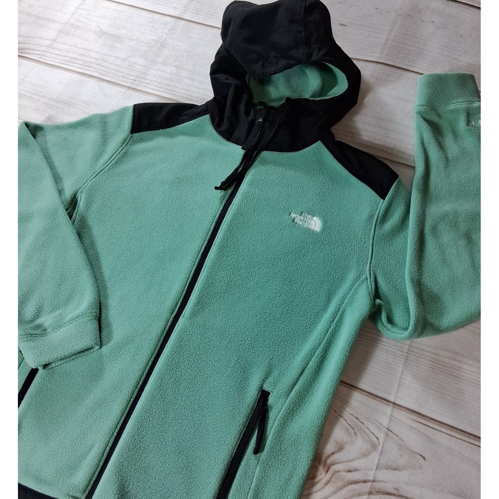 The North Face Polartec Fleece Jacket Womens Small Mint Green Black Full Zip